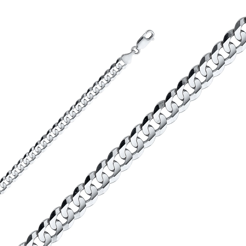 14K White 6.9mm Cuban Concave bracelet - 8.5"